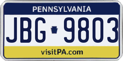PA license plate JBG9803
