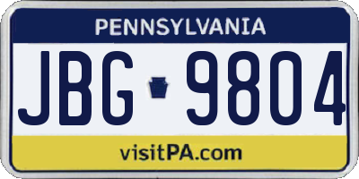 PA license plate JBG9804