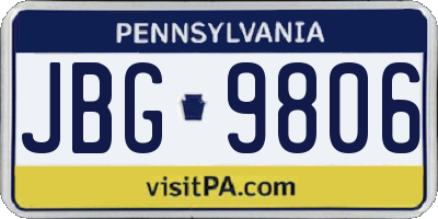 PA license plate JBG9806