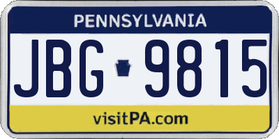 PA license plate JBG9815
