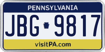 PA license plate JBG9817