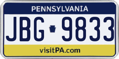 PA license plate JBG9833