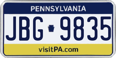 PA license plate JBG9835