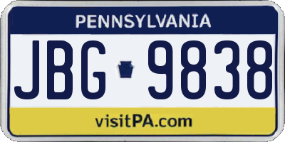 PA license plate JBG9838