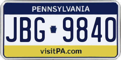 PA license plate JBG9840