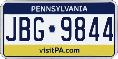 PA license plate JBG9844