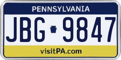PA license plate JBG9847