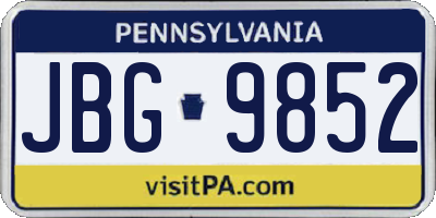 PA license plate JBG9852