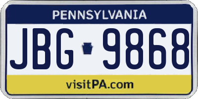 PA license plate JBG9868