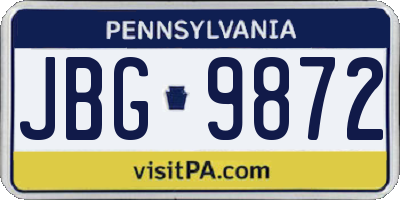 PA license plate JBG9872