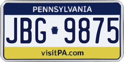 PA license plate JBG9875