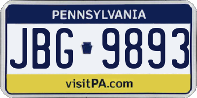 PA license plate JBG9893