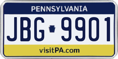 PA license plate JBG9901