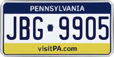 PA license plate JBG9905
