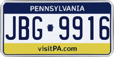 PA license plate JBG9916