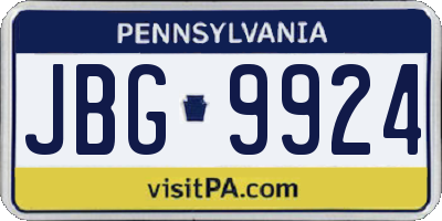 PA license plate JBG9924
