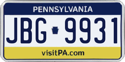 PA license plate JBG9931