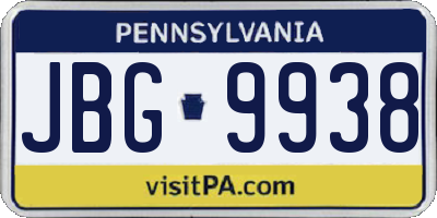 PA license plate JBG9938