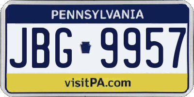 PA license plate JBG9957