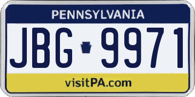 PA license plate JBG9971