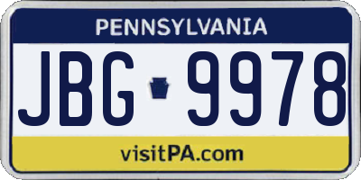 PA license plate JBG9978