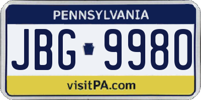 PA license plate JBG9980