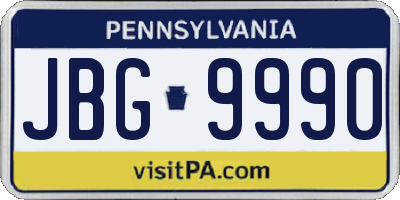 PA license plate JBG9990