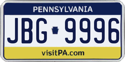 PA license plate JBG9996