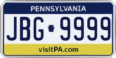 PA license plate JBG9999