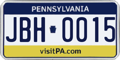 PA license plate JBH0015