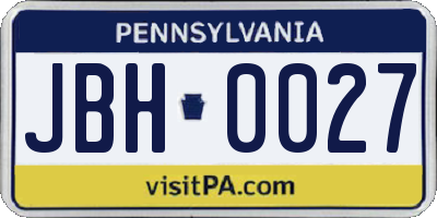 PA license plate JBH0027