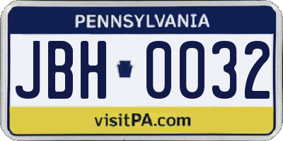 PA license plate JBH0032