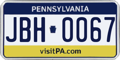 PA license plate JBH0067