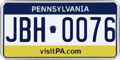 PA license plate JBH0076