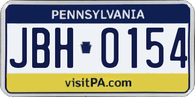PA license plate JBH0154