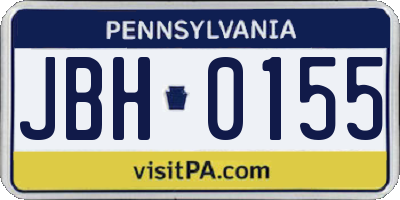 PA license plate JBH0155