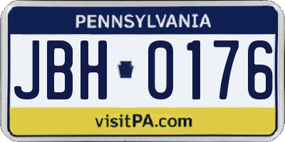 PA license plate JBH0176