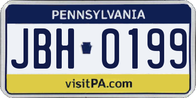 PA license plate JBH0199