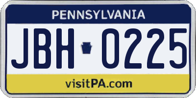 PA license plate JBH0225