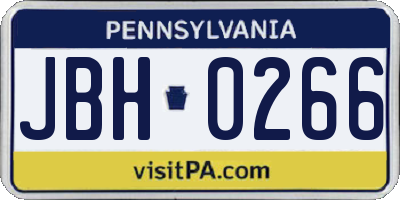PA license plate JBH0266