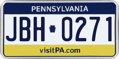 PA license plate JBH0271