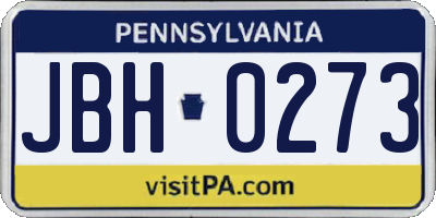 PA license plate JBH0273