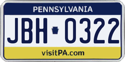 PA license plate JBH0322