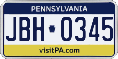 PA license plate JBH0345
