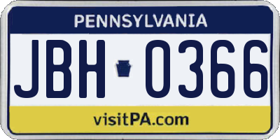 PA license plate JBH0366