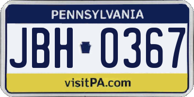 PA license plate JBH0367