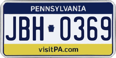 PA license plate JBH0369