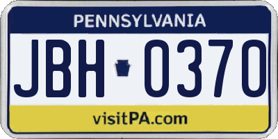 PA license plate JBH0370