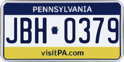 PA license plate JBH0379