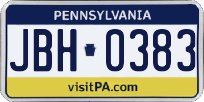 PA license plate JBH0383